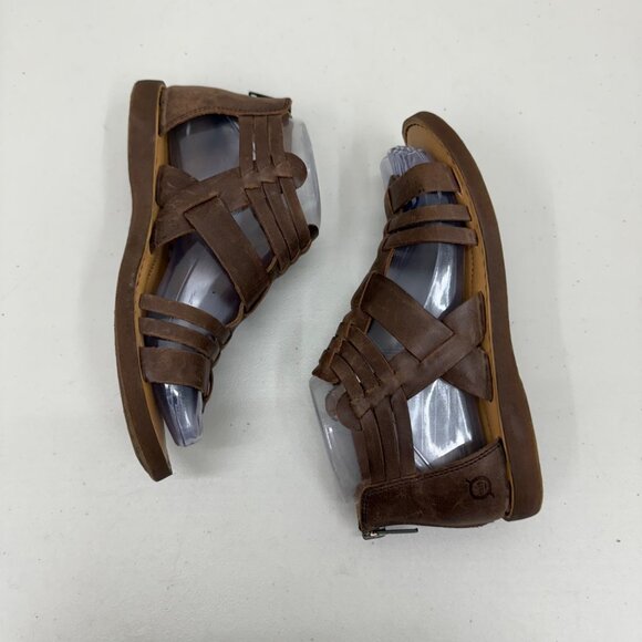 Born Harmel Brown Leather Gladiator Back Zip Open Toe Sandals Shoes Womens sz 6M - Picture 8 of 9